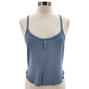 Savage X Fenty Womens Large Top Midnight Cruise Tank Striped Blue Gray Sleep Top